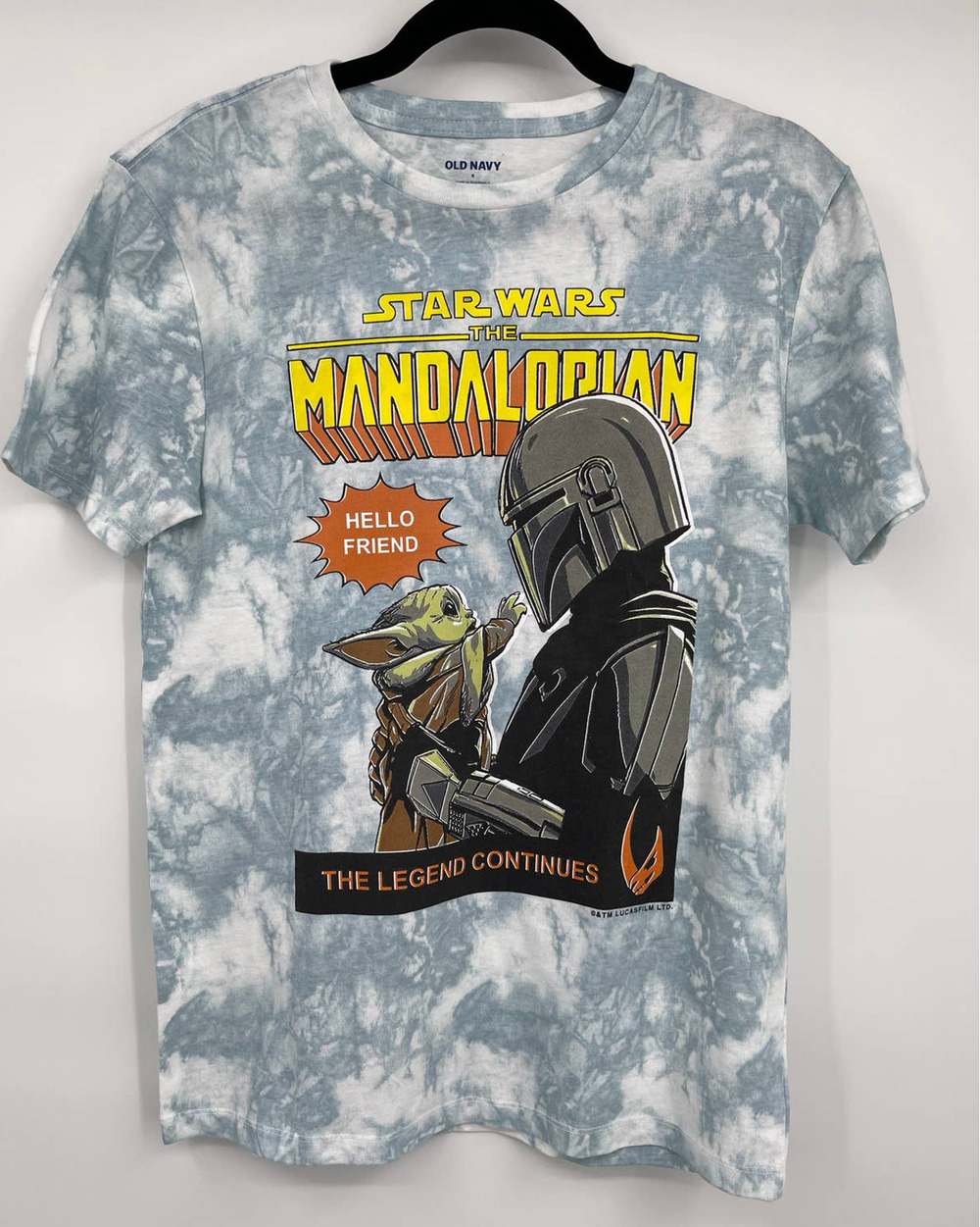 Old Navy Star Wars The Mandalorian Graphic TShirt Light Blue White Small NEW